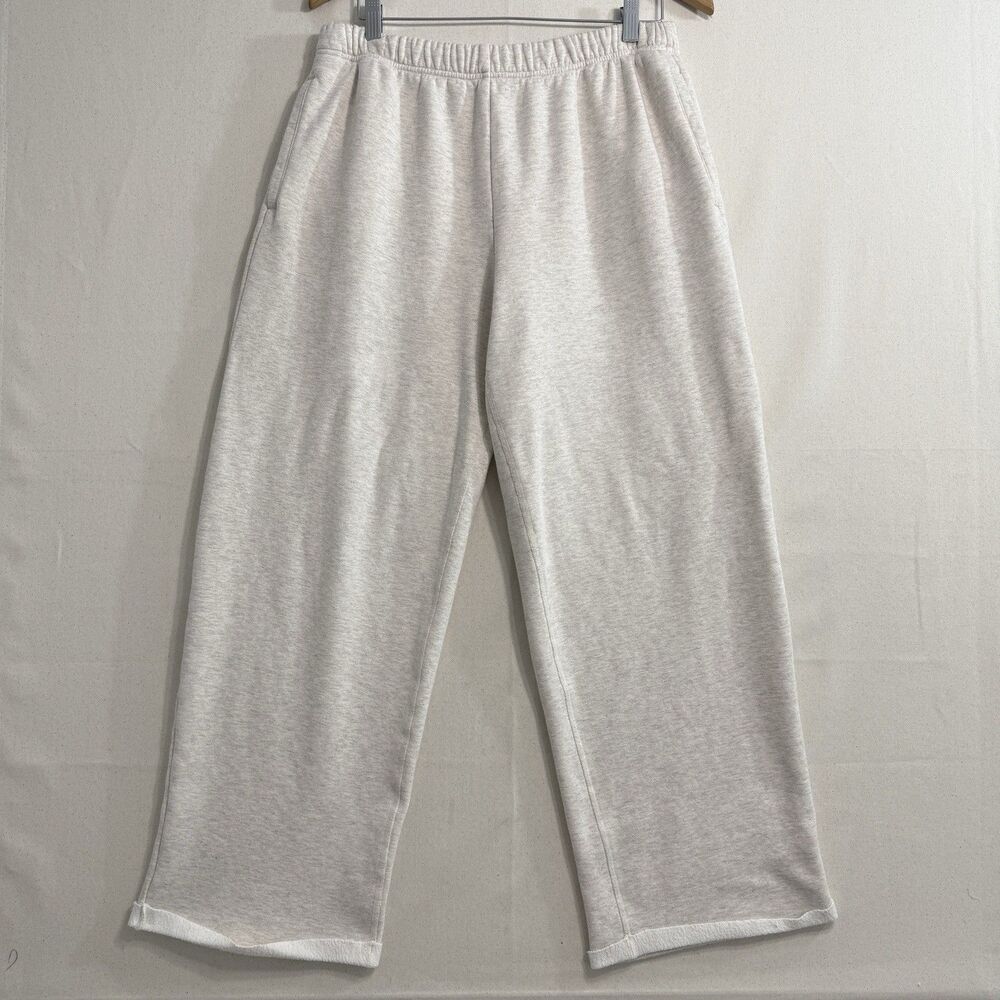 SKIMS Cotton Fleece Straight Leg Sweatpant Oatmeal Women’s Size M Drawstring